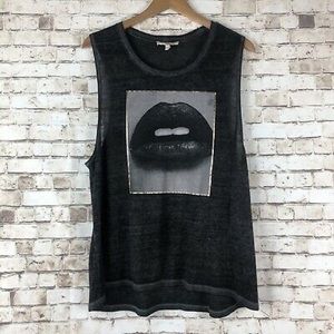 Express Black Top One Eleven Lips Muscle Tank